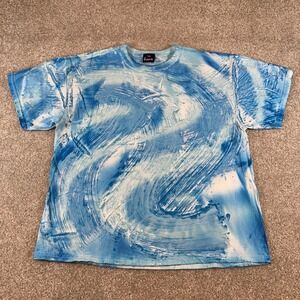 Vtg 90s Time 2 Celebrate‎ Mens L Blue Abstract Ocean Wave Swirl Graphic T-Shirt